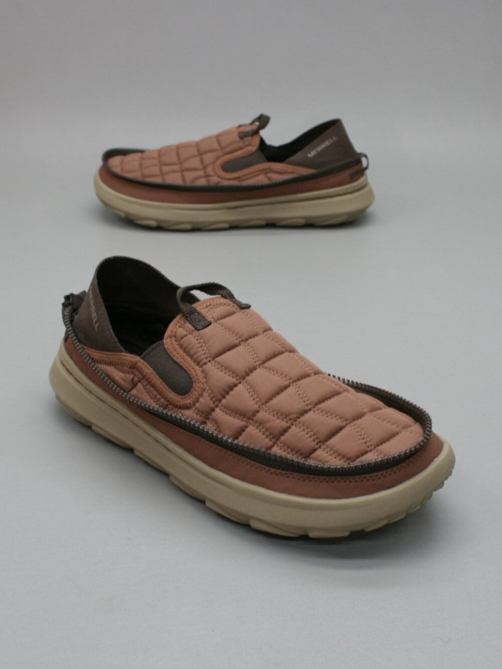 Merrell Men's 10 Hut Moc 2 Packable Brown Zipper Quilted Slip-on Shoes - J006393